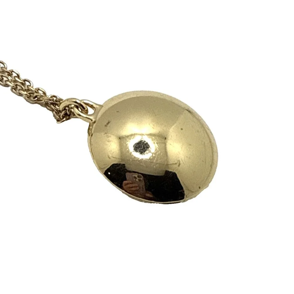 ALFANI Quilted Puffy Pendant Necklace Gold Tone Textured Round Statement 34